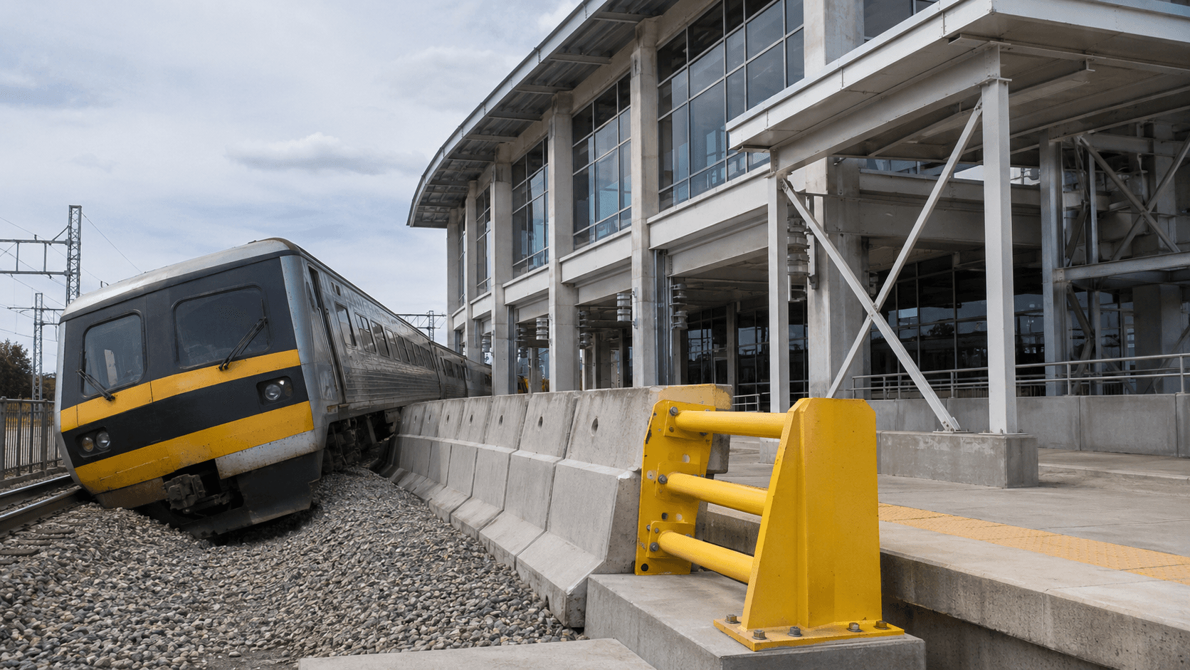 Analyzing the Probability of Collapse of Train-Station Buildings Due to Train Derailments Considering Building Robustness