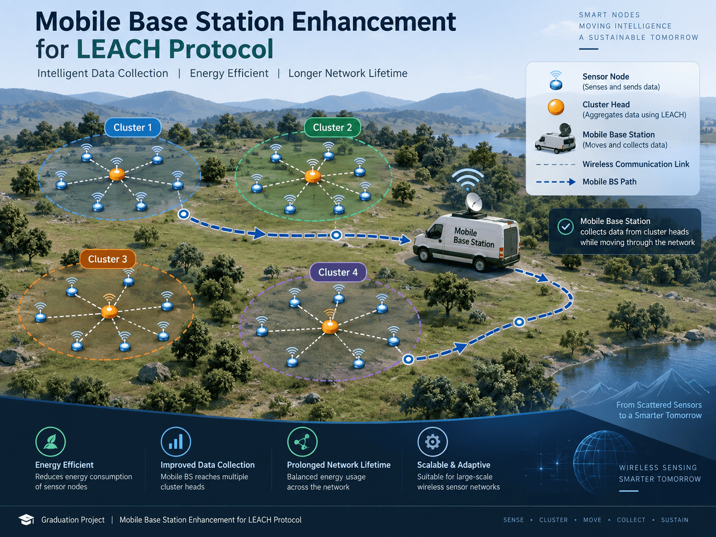 Mobile Base Station Enhancement for LEACH Protocol